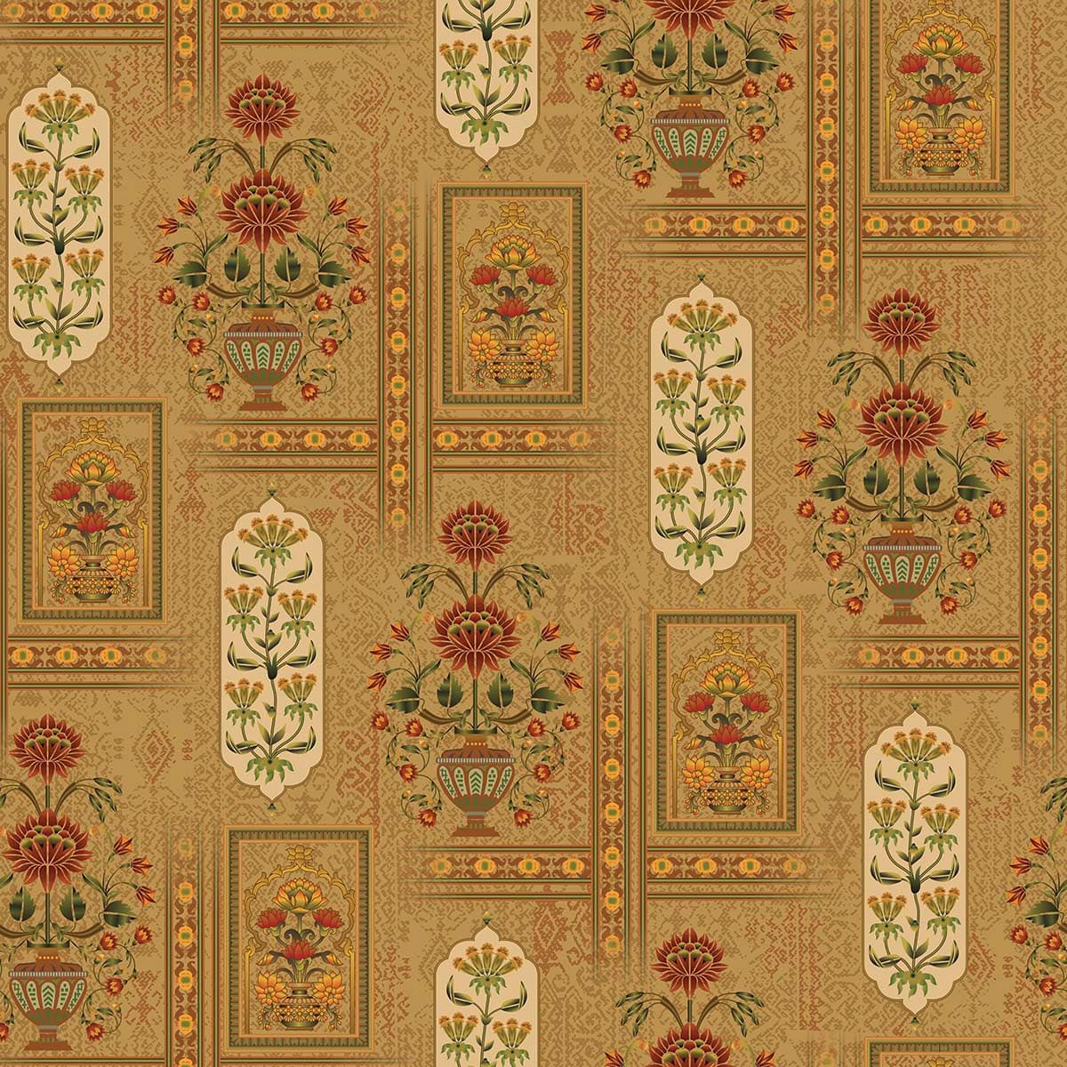 Rajasthani Flowers and Pattern Wallpaper pattern detail