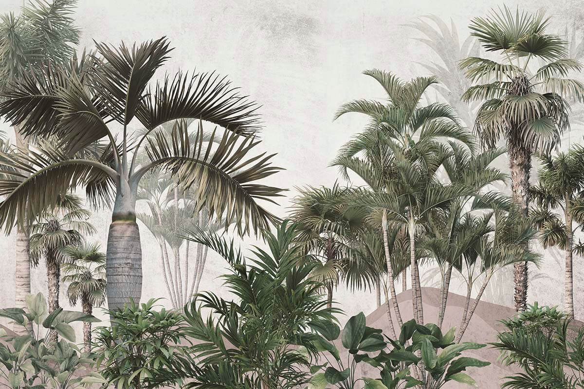 Soothing Palm Trees, Forest Wallpaper Mural pattern detail