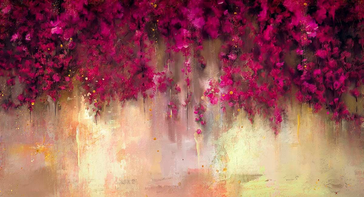 Modern Pink Floral Art Wall Mural Wallpaper pattern detail
