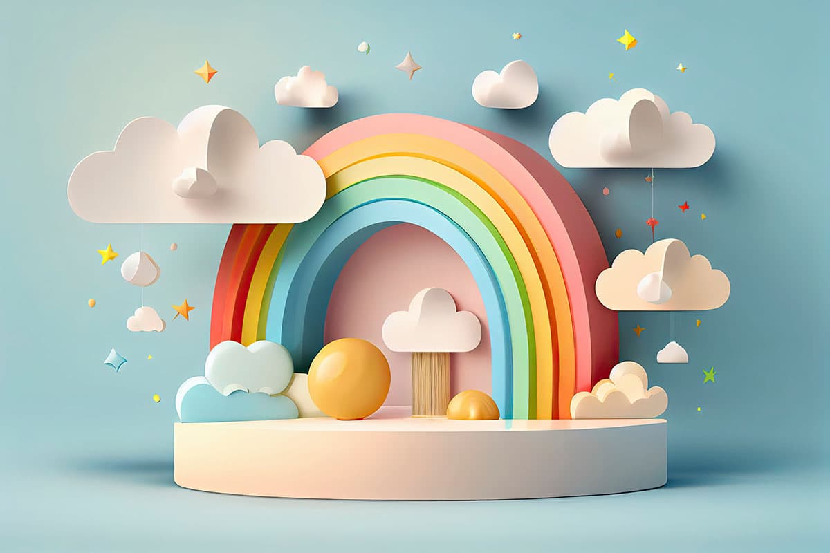 Kids Room Rainbow Wallpaper for Wall pattern detail
