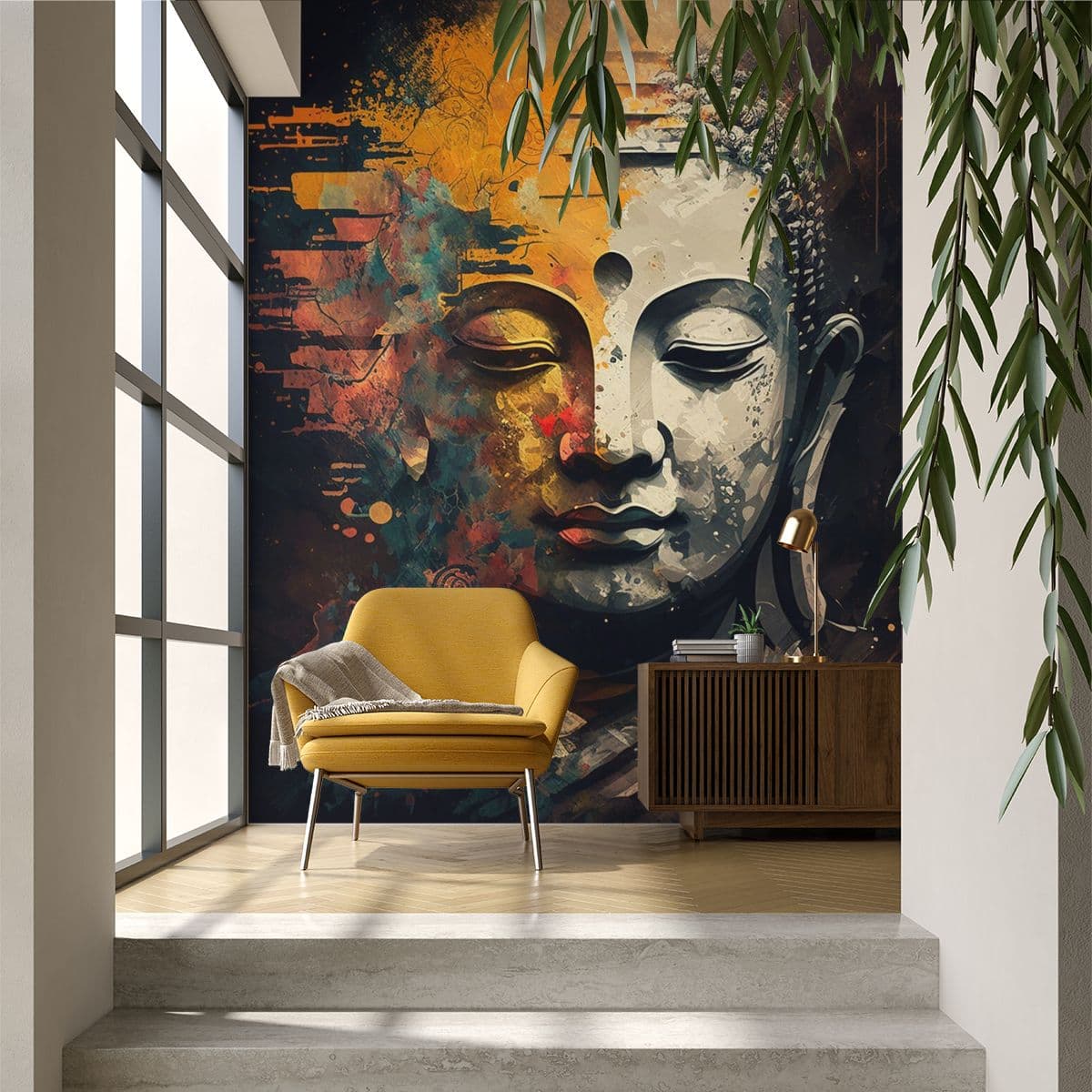 Gautam Buddha Stone Texture Wallpaper