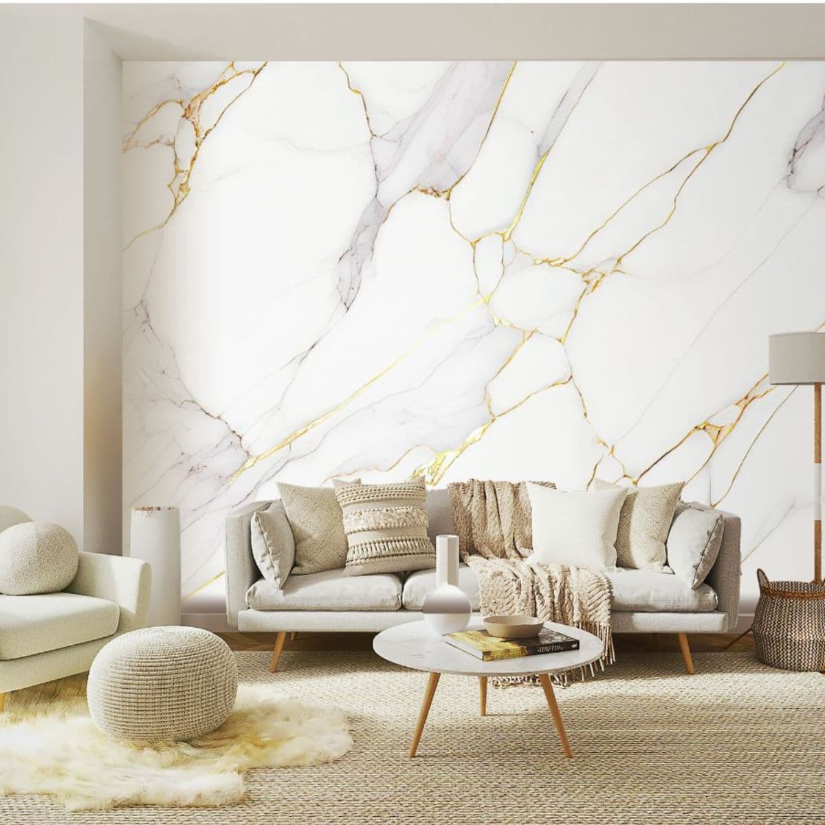 Premium White Marble Texture Luxury Interior Wall Wallpaper