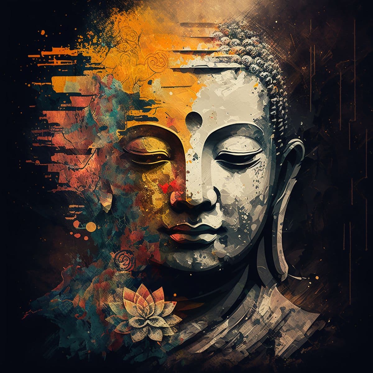Gautam Buddha Stone Texture Wallpaper pattern detail