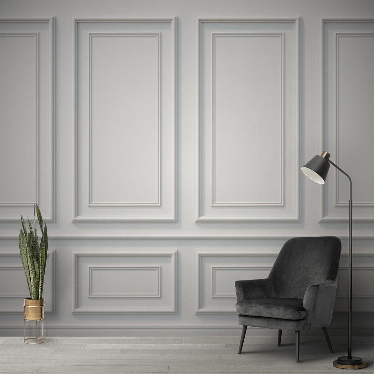 Modern Grand Living Room Moulding Wallpaper