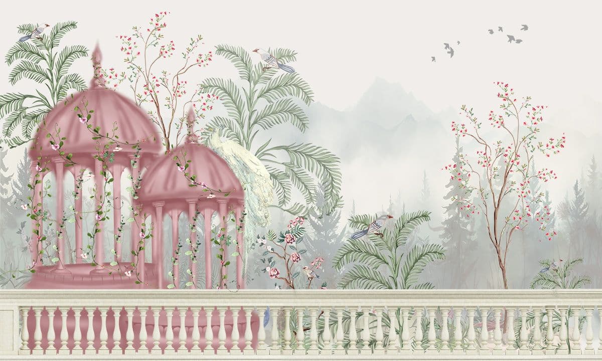 Shahi Shangri Timeless Garden Elegance Wallpaper, Customized pattern detail