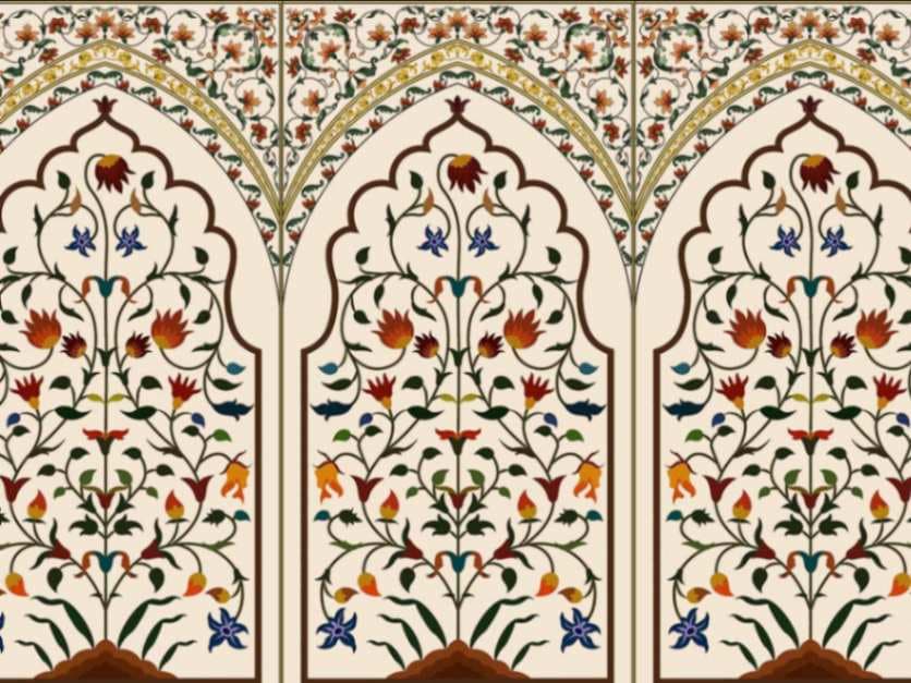 Beige Floral Chinoiserie Wallpaper for Wall pattern detail