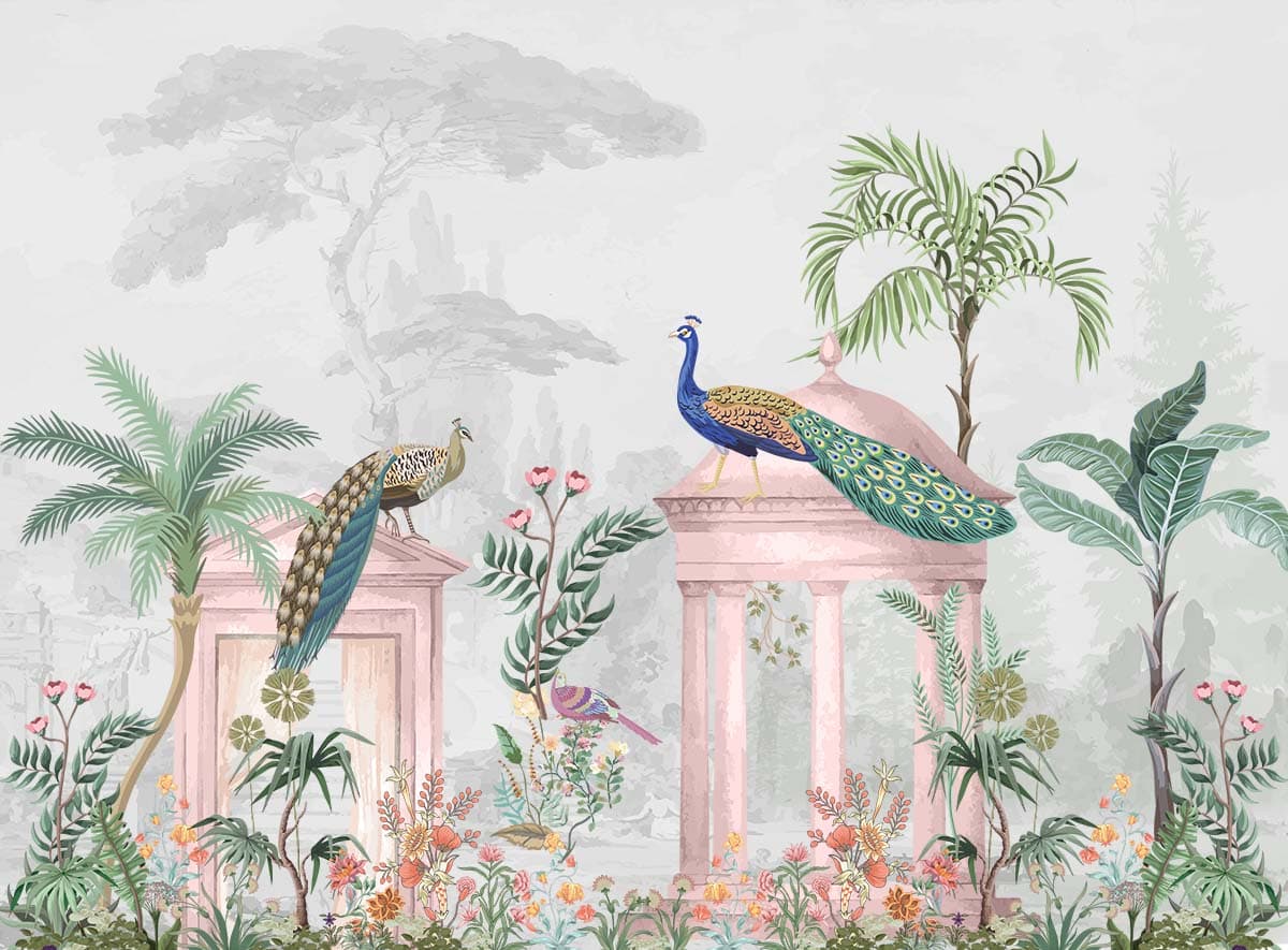 Mayur Vatika Wallpaper, Customized pattern detail