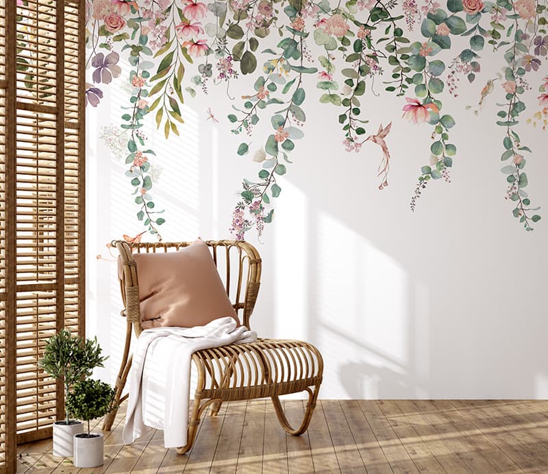 Soft Petals, Lush Leaf Falls Wallpaper Mural, Customized