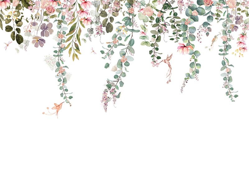 Soft Petals, Lush Leaf Falls Wallpaper Mural, Customized pattern detail
