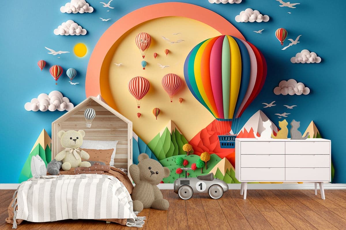 Beautiful 3D Nature Balloon Wall Mural Wallpaper