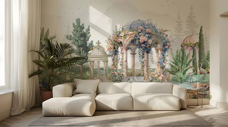 Noor, Ethereal Indian Style Garden Wallpaper Mural, Customized
